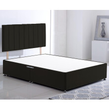 ComfoRest Double Divan Bed with No Drawers - 4FT6 - (Black Plush) - Minimalist Frame for Compact Bedrooms - Durable Design for Contemporary Living