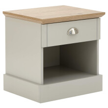 GFW Kendal Bedside Table Cabinet with 1 Drawer & Storage Shelf, Modern Bedroom Side Table With Contrast Oak Top, Quick Easy Assembly Flat Pack Bedroom