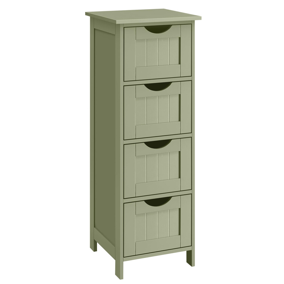 Vasagle Bathroom Floor Storage Cabinet, Bathroom Storage Unit With 4 Drawers, Bathroom Cabinet Freestanding, 30 X 30 X 82 Cm, Living Room, Dining