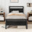 BOFENG 3ft Single Bed Frames Solid Bedstead Base with Wood Headboard,Heavy Duty Metal Platform Bed Frame No Box Spring Needed,Mattress 1