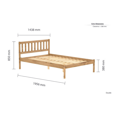 Birlea Birlea Pine Double Bed Frame 4FT6 Bedstead Lisbon Rustic Corona Solid Pine 1