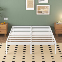 Lutown-Teen King Size Bed Frame 160x190 with Rounded Corners, 30.5 cm High Heavy Duty Metal Bed Frames Double 160 x 190 cm with Steel Slats, Storage