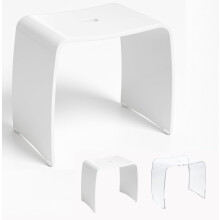 Libaro Meran Acrylic Shower Stool with Handle, Timeless Design, Non-Slip with Rubber Feet (XL white)
