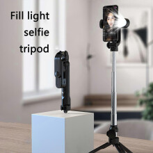 (Pink) XT05 Bluetooth-compatible Phone Holder Tripod Selfie Stick Fill Light for Live Streaming
