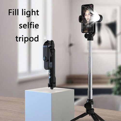 (Pink) XT05 Bluetooth-compatible Phone Holder Tripod Selfie Stick Fill Light for Live Streaming