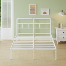 Lutown-Teen 5ft King Size Bed Frame 36 cm High with Curved Headboard, Heavy Duty Metal Bed Frames King Size with Steel Slats, 150x200 cm, Ample