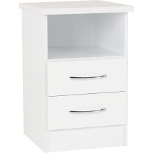 Seconique Nevada 2 Drawer Bedside in White Gloss
