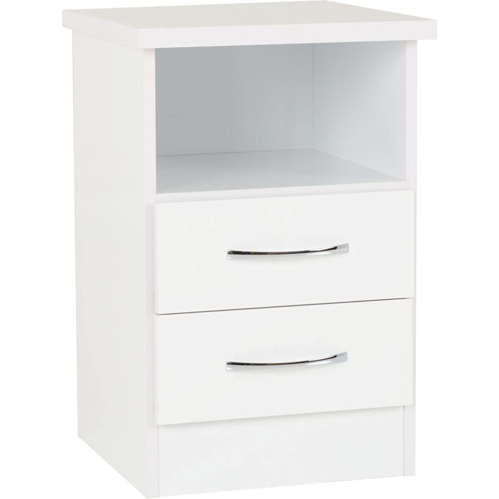 Seconique Nevada 2 Drawer Bedside In Gloss White