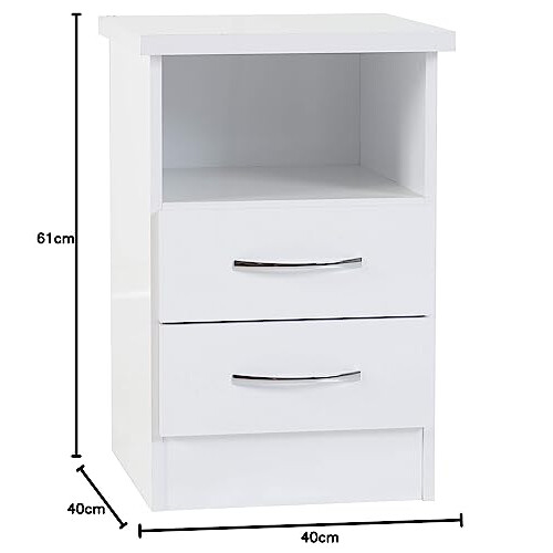 Seconique Seconique Nevada 2 Drawer Bedside in White Gloss 1