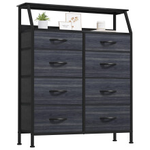 YITAHOME Chest of Drawer Bedroom with 8 Drawers Storage Unit Steel Frame Wood Top Fabric Dresser for Bedroom Living room,Closet,Black wood grain