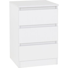 Seconique Malvern 3 Drawer Bedside in White