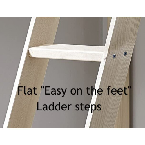 Strictly Beds and Bunks Pine Bunkbed Ladder - Replacement Bunk Bed Slanted Ladder Solid Pine, Natural, White, Black or Grey (White) 2