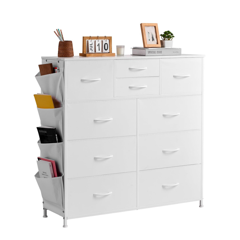 Vevor 10 Drawer Dresser, Dresser With Fabric Bins, Closet Storage Drawers With Easy Pull Handle And Sturdy Steel Frame, Fabric Storage Tower For