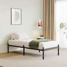 QFtime Metal Single Bed Frame with Underbed Storage and Steel Slat Support - Easy Assembly, Noise Free - 35.5cm High