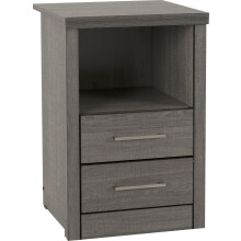 Seconique Lisbon 2 Drawer Bedside in Black Wood Grain