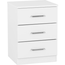 Seconique Dakota 3 Drawer Bedside in White