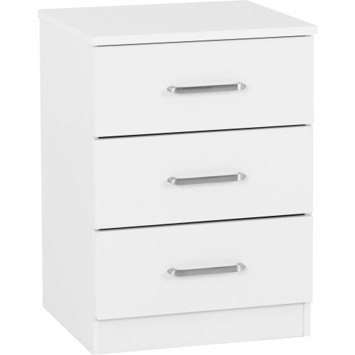 Seconique Seconique Dakota 3 Drawer Bedside in White