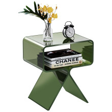 solaround Acrylic Side Table, Nightstand Beside Table for Bedroom, 39 x 30 x 45 cm (Green)