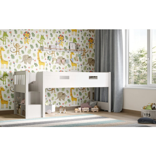 Flair Charlie Staircase Mid Sleeper Cabin Bed - White