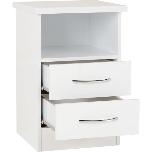 Seconique Seconique Nevada 2 Drawer Bedside in White Gloss 2