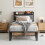 IRONCK Single Bed Frame with Storage Shelf Upholstered Headboard, Platform Bed Frame with Charging Station, Metal Bed Frame/UnderBed Storage, Enhanced 1