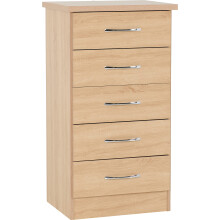 Seconique Nevada 5 Drawer Narrow Chest in Sonoma Oak Effect