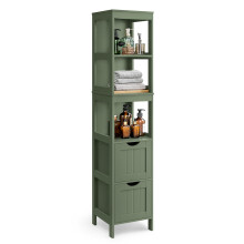 VASAGLE Bathroom Floor Cabinet, Freestanding Bathroom Storage Unit, with 2 Drawers, 3 Open Compartments, for Bathroom, Living Room, Kitchen, Modern