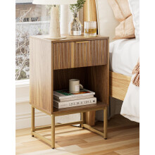 HEYZOEY? Bedside Table with Drawer, 40cm Wide Side Table and Large Shelf, Modern Bedside Cabinet for Bedroom, Living Room, Office (40 x 30 x 60 cm,