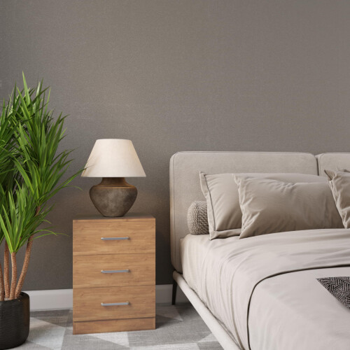 Seconique Seconique Dakota 3 Drawer Bedside in Oak Effect