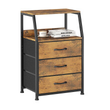 CAIYUN Chest of Drawers Bedroom with 3 Drawers, Tall Fabric Dresser with Shelf, Fabric Dresser for Entryway Hallway Living Room, Closet Storage