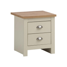 Timber Art Design UK Lisbon Bedside Lamp Table with 2 Drawer Nightstand Cabinet Rectangular Modern Furniture for Bedroom, Hallway, Living Room, Beige