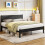 DUMEE King Size Bed Frame with Wooden Headboard Bed Frames King Size Under Bed Storage, No Box Spring Needed, Enhanced Support (Black Oak) 3