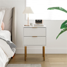 HEYZOEY Bedside Table, Small Bedside Tables with 2 Drawers, Wooden Nightstand with Gold Legs, Mid-Century Modern Bed Side End Table for Bedroom,