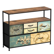 VEDECASA Bedroom Chest of Drawers with Open Shelf 6 Drawer Dresser for Bedroom Storage Organizer Unit TV Stand for Living Room Hallways Closet with
