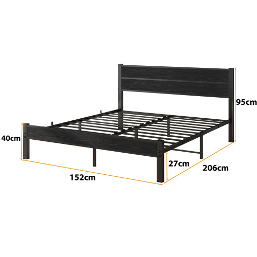 DUMEE King Size Bed Frame with Wooden Headboard Bed Frames King Size Under Bed Storage, No Box Spring Needed, Enhanced Support (Black Oak) 1