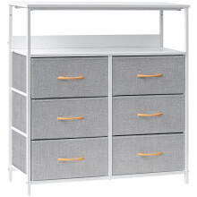 LYNCOHOME Chest of Drawers,Bedroom furniture with 6 Drawers,Storage Organiser with Sturdy Steel Frame and Wood Top, for Bedroom, Living room, Closet.