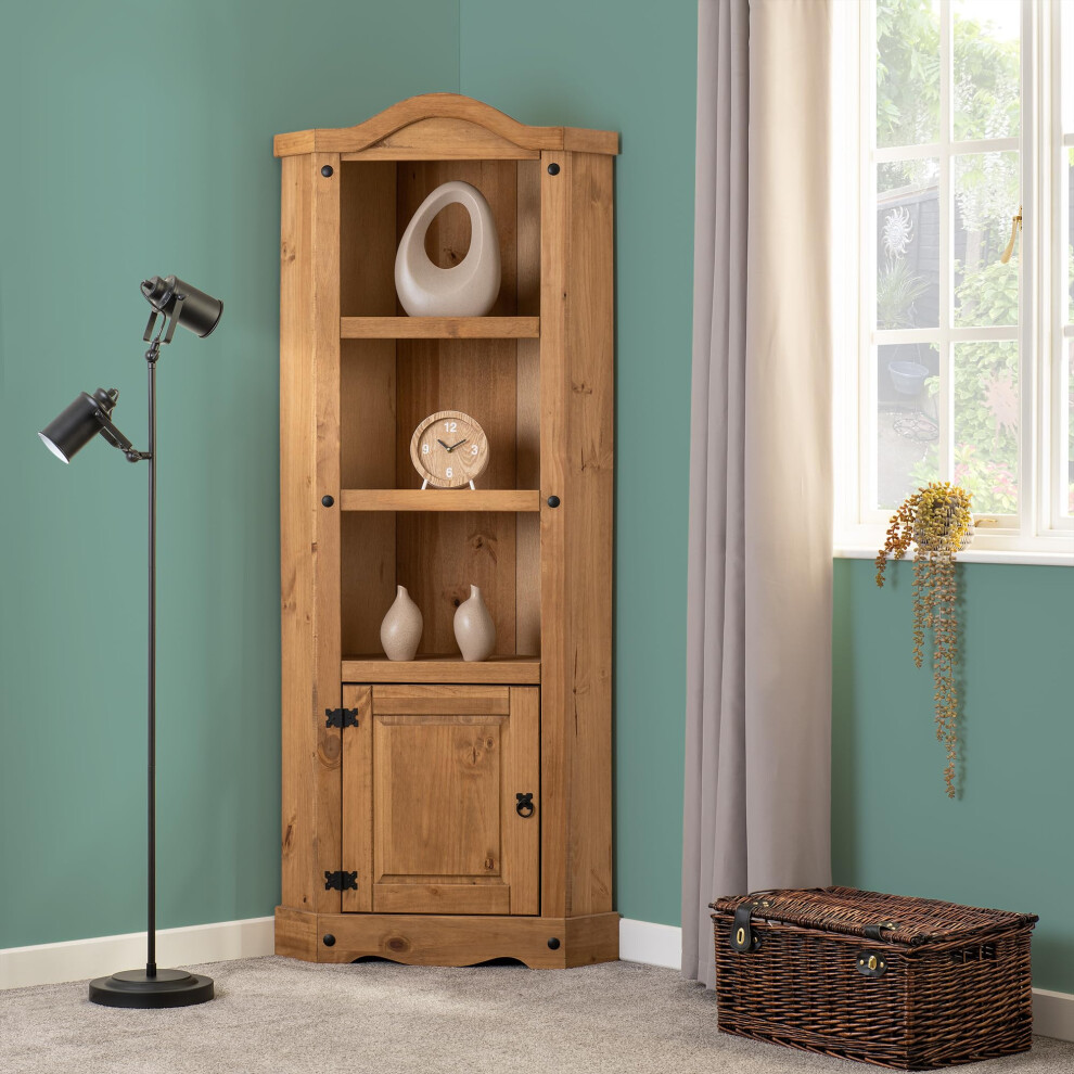 Seconique Corona Corner Unit In Distressed Waxed Pine