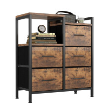 Flrrtenv Chest of Drawers Bedroom with 5 Drawers, Tall Dresser with Shelf, Fabric Dresser for Entryway Hallway Living Room, Closet Storage Drawer,