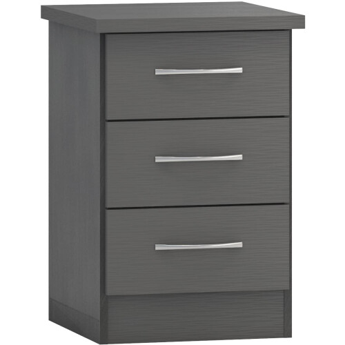Seconique Seconique Nevada 3 Drawer Bedside in 3D Effect Grey