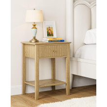 HEYZOEY Bedside Table Chest of 1 Drawer, Bedside Cabinet Wooden Nightstand, Modern Side Table for Living Room,Bedroom,Office,Honey Oak