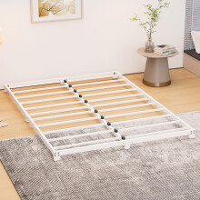 VERFARM 8cm Low King Size Bed frame, Metal Bed 150x200 cm, 5ft King Heavy Duty Metal Platform Bed Frame with Steel Slat Support, No Box Spring Needed,
