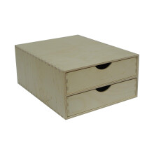 A4 Double Wooden Drawer - Box Desktop Office Desk Storage Decoupage Unpainted
