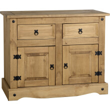 Seconique Corona 2 Door 2 Drawer Sideboard in Distressed Waxed Pine