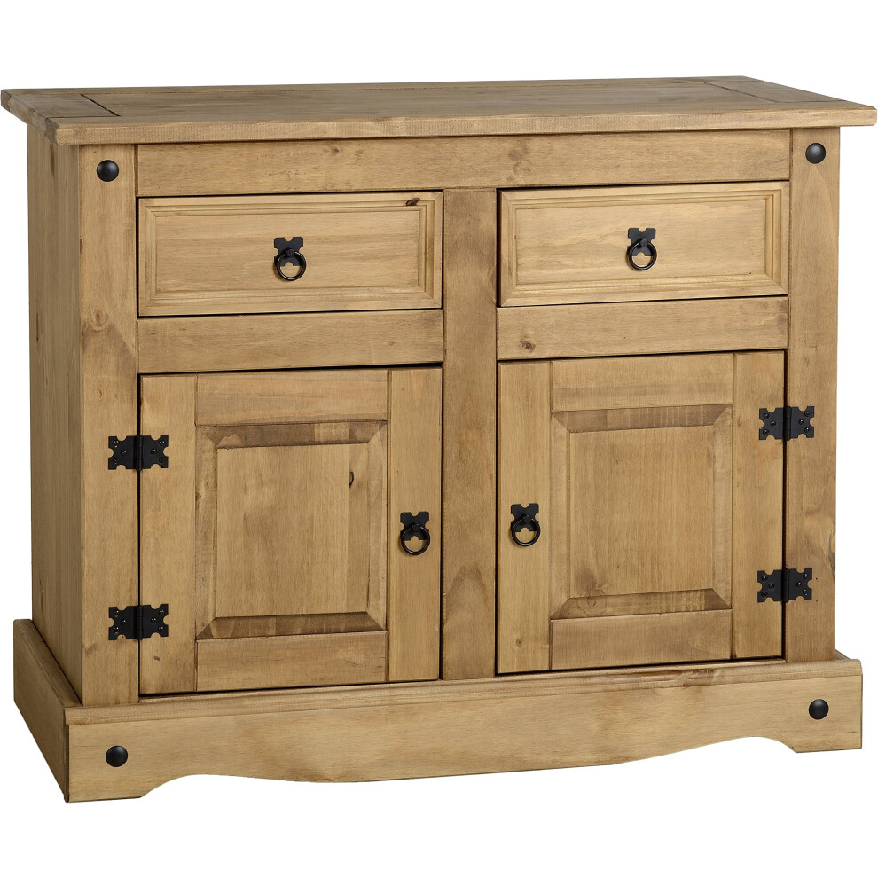 Seconique Corona 2 Door 2 Drawer Sideboard In Distressed Waxed Pine