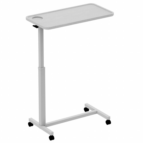 Allcam MBT01A Spring-assisted Height Adjustable Desk/Overbed Table w/Lockable Wheels in White 2