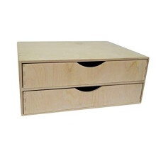 A4 Double Wide Wooden Drawer - Box Desktop Office Desk Storage Decoupage Unpainted