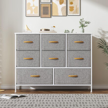 Feonase Chest of Drawers,Bedroom Dresser with 8 Fabric Drawers, Metal Frame & MDF Wood Top, Adjustable Feet, Storage Organizer Unit for Bedroom,