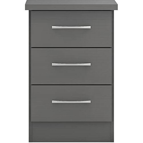 Seconique Seconique Nevada 3 Drawer Bedside in 3D Effect Grey 1