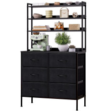 Mintnook Chest of Drawers, Fabric Dresser with 6 Drawers, Tall Chest of Drawers with Open Storage Shelf, 3-in-1 Storage Organizer Unit for Bedroom,