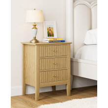 HEYZOEY Bedside Cabinet with 3 Drawers, Wooden Bedside Table, Modern Side Table for Bedroom or Living Room (Yellow Oak, 45 ? 35 ? 61.5 cm)
